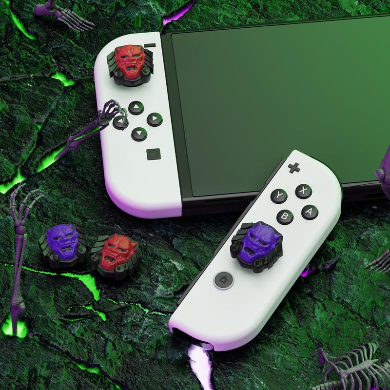 playvital Halloween Joystick Caps for Nintendo Switch, Thumbstick Grips for Switch Lite, Analog Cover for OLED Joycon Thumb Grip Caps - Oni Demons - Image 2